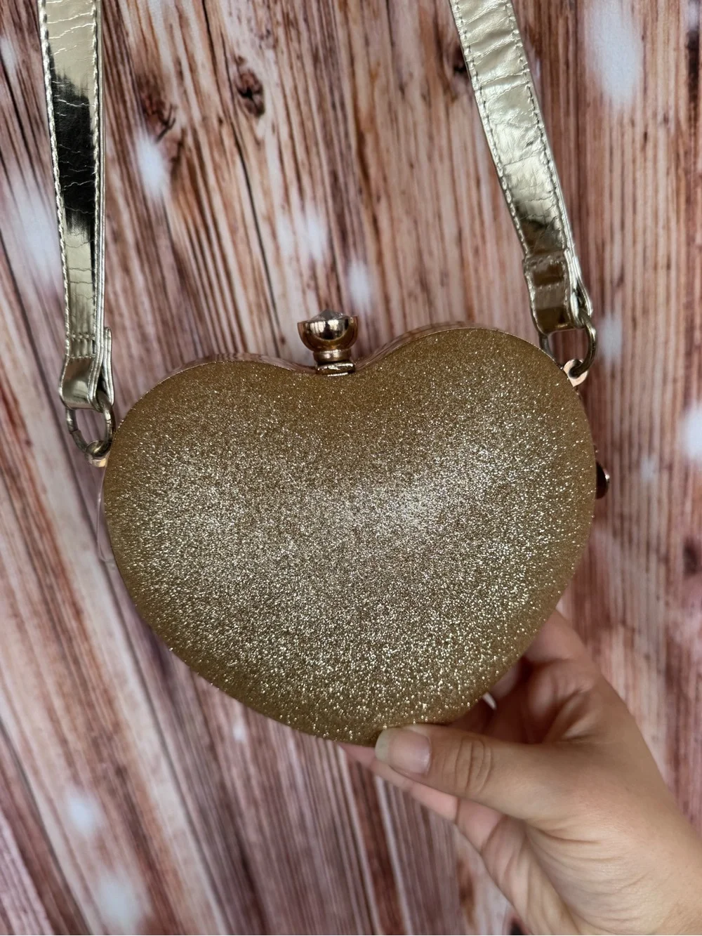 American Girl Heart-shaped Gold Glitter Purse